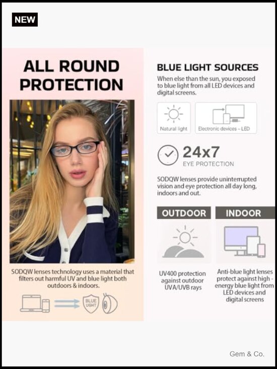 Blue Light Blocking Rectangle Glasses for Women Y2K Eyewear
